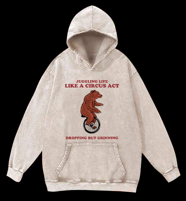The Circus's Theatrical Bear Vintage Washed 100% Cotton Hoodie