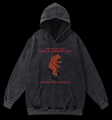 The Circus's Theatrical Bear Vintage Washed 100% Cotton Hoodie