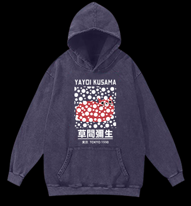 Yayoi Kusama's Cat Vintage Washed 100% Cotton Hoodie