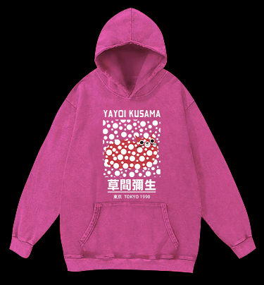Yayoi Kusama's Cat Vintage Washed 100% Cotton Hoodie