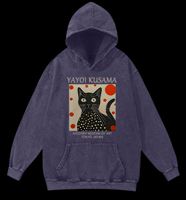 The Cat of Yayoi Kusama Vintage Washed 100% Cotton Hoodie
