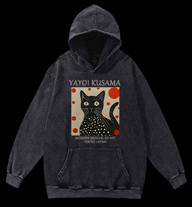 The Cat of Yayoi Kusama Vintage Washed 100% Cotton Hoodie