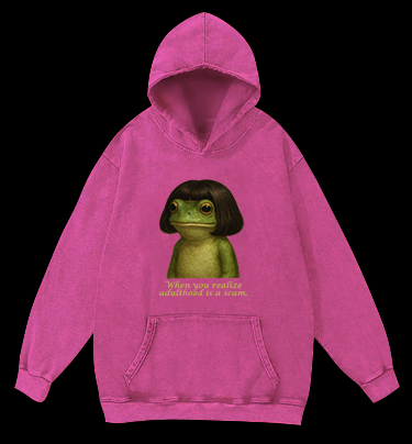 Frog: Adulthood Is a Scam Vintage Washed 100% Cotton Hoodie