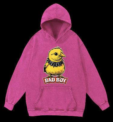 Bad Boy Birdie Vintage Washed 100% Cotton Hoodie