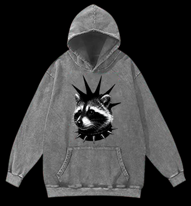 Punk Raccoon Vintage Washed 100% Cotton Hoodie