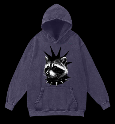 Punk Raccoon Vintage Washed 100% Cotton Hoodie