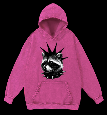 Punk Raccoon Vintage Washed 100% Cotton Hoodie