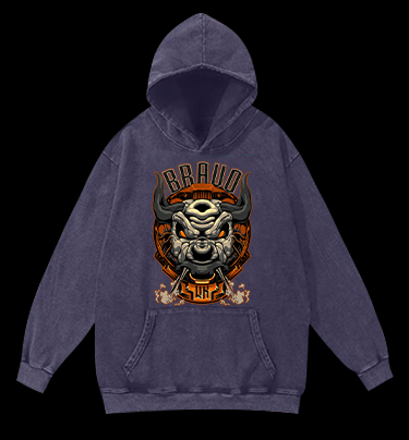 Mechanical Bull Vintage Washed 100% Cotton Hoodie