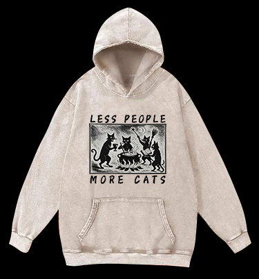 Gothic Magical Cats Vintage Washed 100% Cotton Hoodie