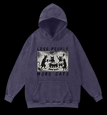 Gothic Magical Cats Vintage Washed 100% Cotton Hoodie