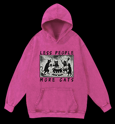 Gothic Magical Cats Vintage Washed 100% Cotton Hoodie