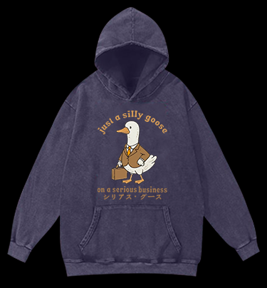 Just A Silly Goose Vintage Washed 100% Cotton Hoodie