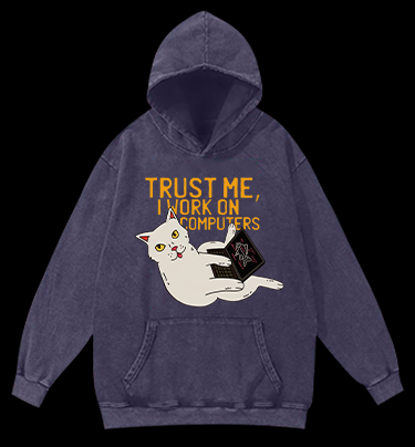 Trust Me Cat Vintage Washed 100% Cotton Hoodie
