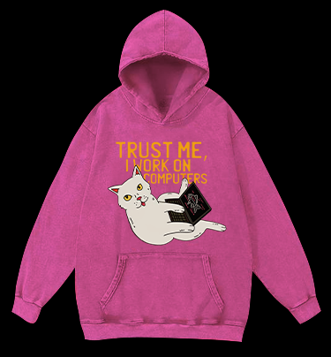 Trust Me Cat Vintage Washed 100% Cotton Hoodie
