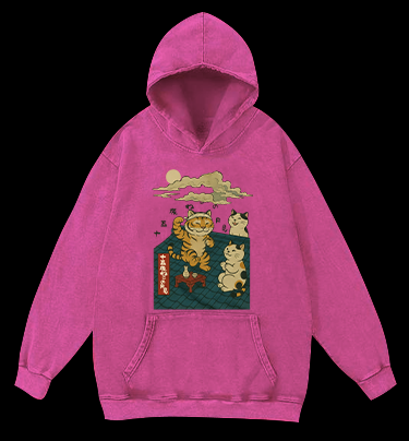 Tiger And Cat Vintage Washed 100% Cotton Hoodie