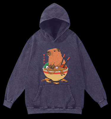 Noodles Capybara Vintage Washed 100% Cotton Hoodie