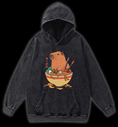 Noodles Capybara Vintage Washed 100% Cotton Hoodie