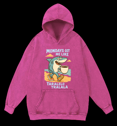 Lazy Shark Monday Vintage Washed 100% Cotton Hoodie