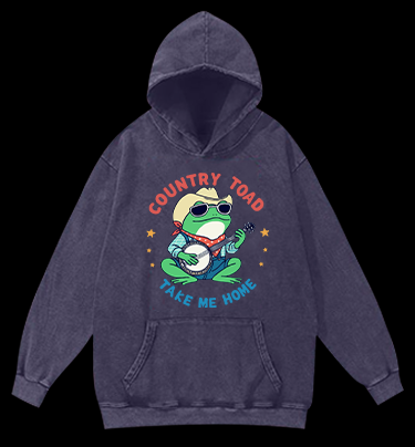 Banjo Frog Dreams Vintage Washed 100% Cotton Hoodie