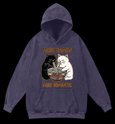 Romantic Cats Vintage Washed 100% Cotton Hoodie