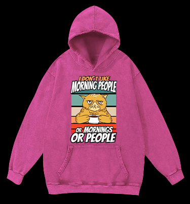 Nope Cat Vintage Washed 100% Cotton Hoodie