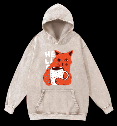 Lazy Cat Brew Vintage Washed 100% Cotton Hoodie