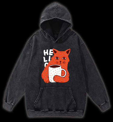Lazy Cat Brew Vintage Washed 100% Cotton Hoodie