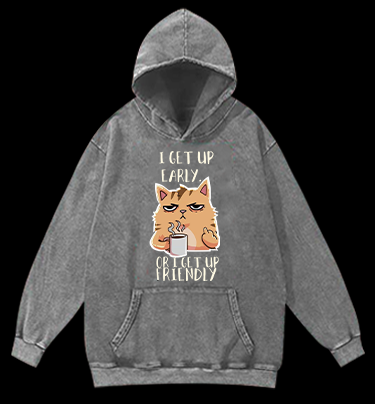 Don't Wake the Cat Vintage Washed 100% Cotton Hoodie