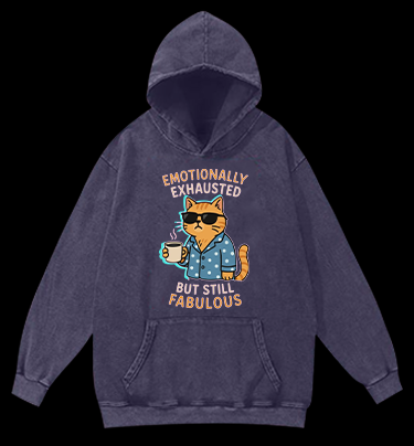 Still a Fabulous Cat Vintage Washed 100% Cotton Hoodie