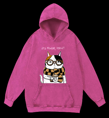 Another Meownday Cat Vintage Washed 100% Cotton Hoodie