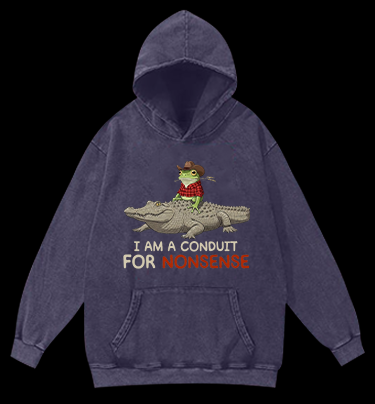 Cowboy Frog Chaos Vintage Washed 100% Cotton Hoodie