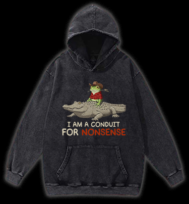 Cowboy Frog Chaos Vintage Washed 100% Cotton Hoodie