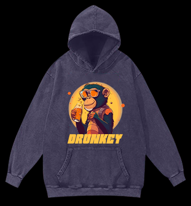 Party Monkey Vintage Washed 100% Cotton Hoodie