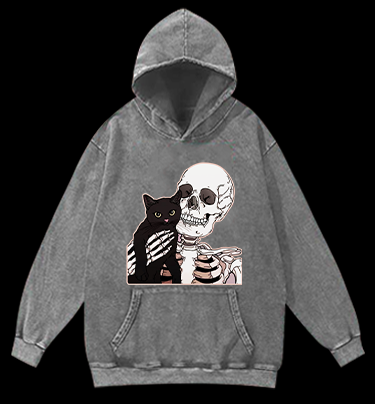 Surprise Cat Vintage Washed 100% Cotton Hoodie