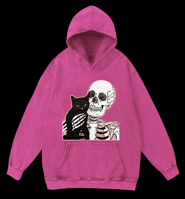 Surprise Cat Vintage Washed 100% Cotton Hoodie