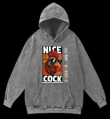 Rooster Attitude Vintage Washed 100% Cotton Hoodie