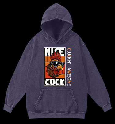 Rooster Attitude Vintage Washed 100% Cotton Hoodie