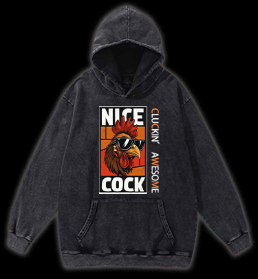 Rooster Attitude Vintage Washed 100% Cotton Hoodie