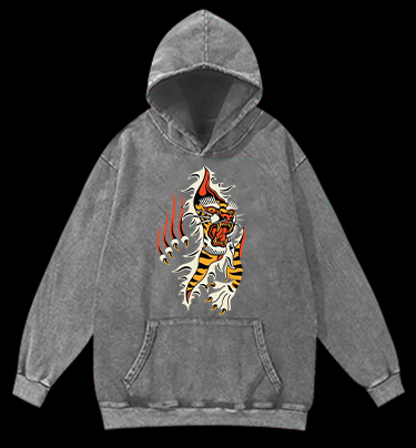 Tiger Claw Vintage Washed 100% Cotton Hoodie