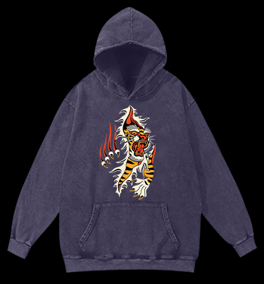 Tiger Claw Vintage Washed 100% Cotton Hoodie