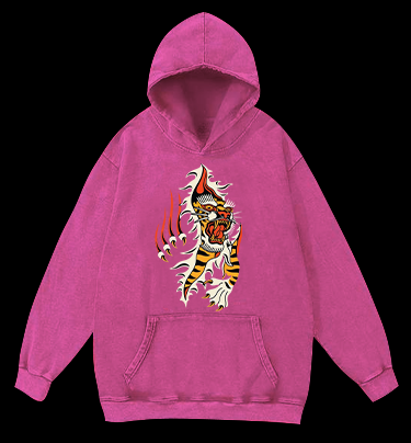 Tiger Claw Vintage Washed 100% Cotton Hoodie