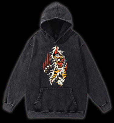 Tiger Claw Vintage Washed 100% Cotton Hoodie