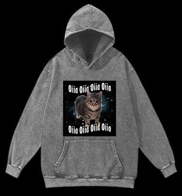 Oiia the Cat Vintage Washed 100% Cotton Hoodie