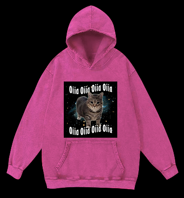 Oiia the Cat Vintage Washed 100% Cotton Hoodie