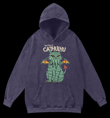 Cathulhu Awakens Vintage Washed 100% Cotton Hoodie