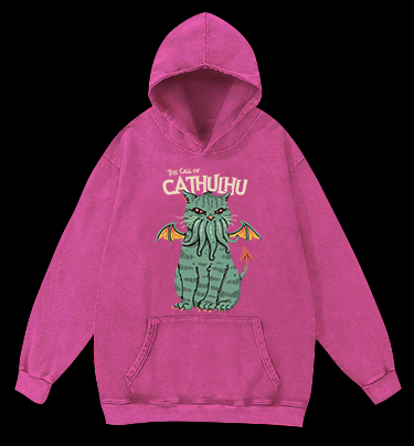 Cathulhu Awakens Vintage Washed 100% Cotton Hoodie