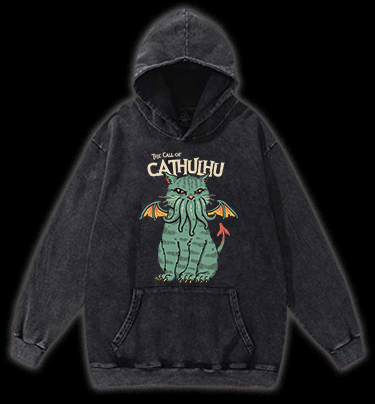 Cathulhu Awakens Vintage Washed 100% Cotton Hoodie
