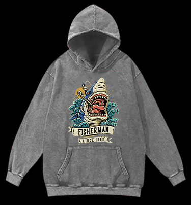 Shark Frenzy Vintage Washed 100% Cotton Hoodie