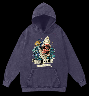 Shark Frenzy Vintage Washed 100% Cotton Hoodie