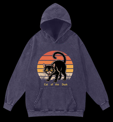 Cat of the Dusk Vintage Washed 100% Cotton Hoodie